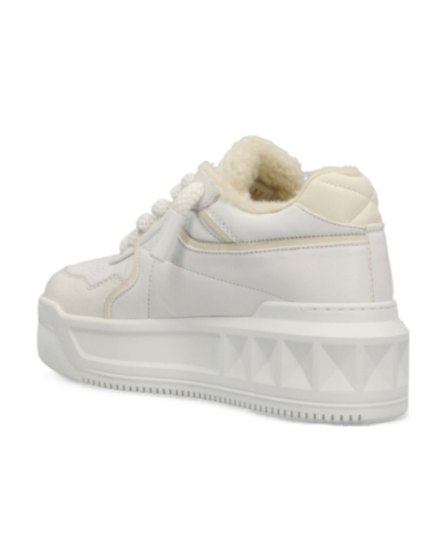 Shop Valentino One Stud Xl Flatform Sneakers In White