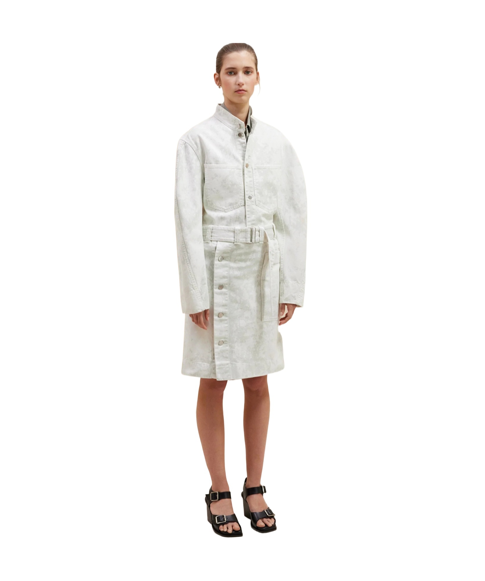 Lemaire Curved Sleeve Denim Jacket In White