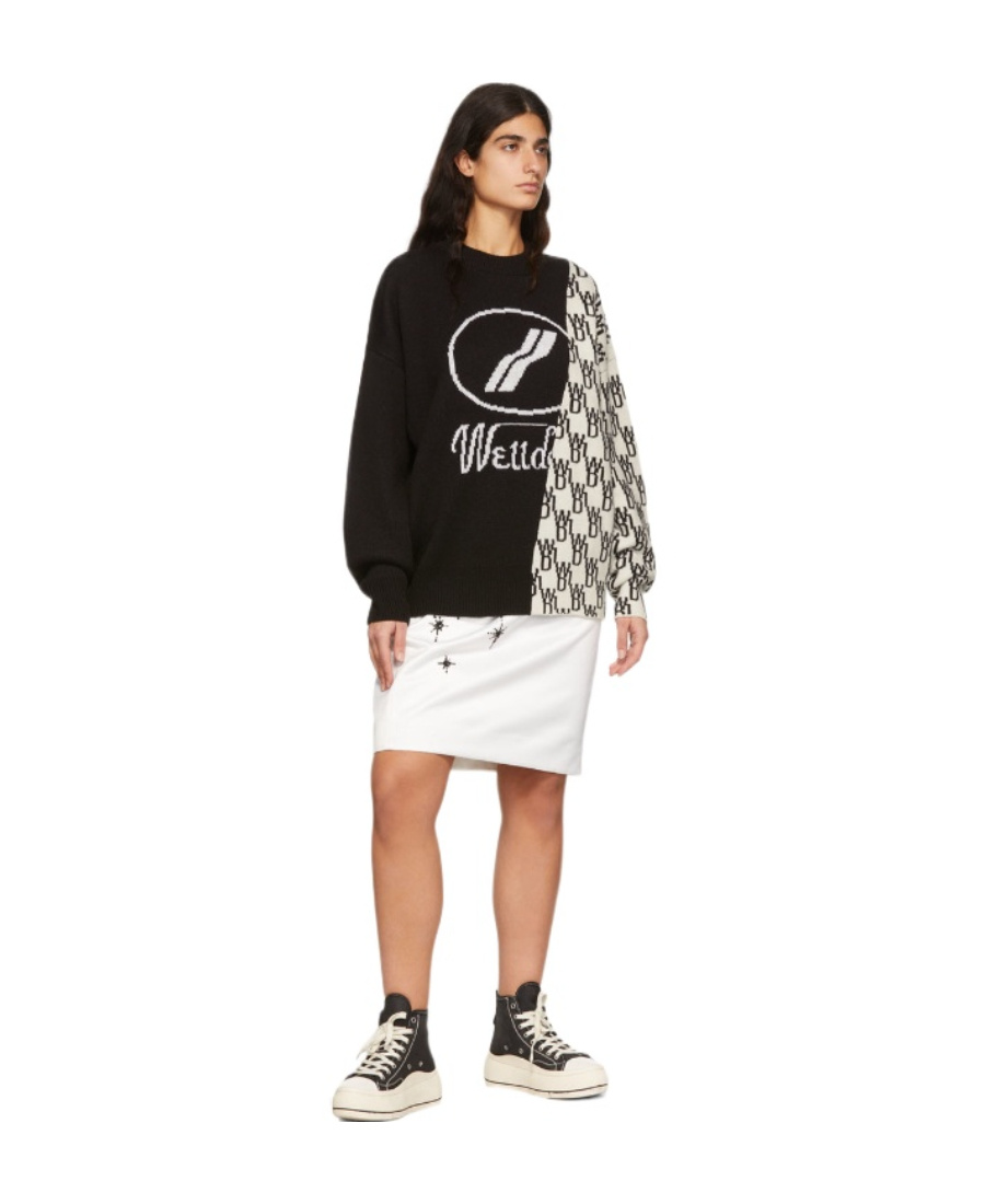 We11 Done Logo Spliced Sweater In Black