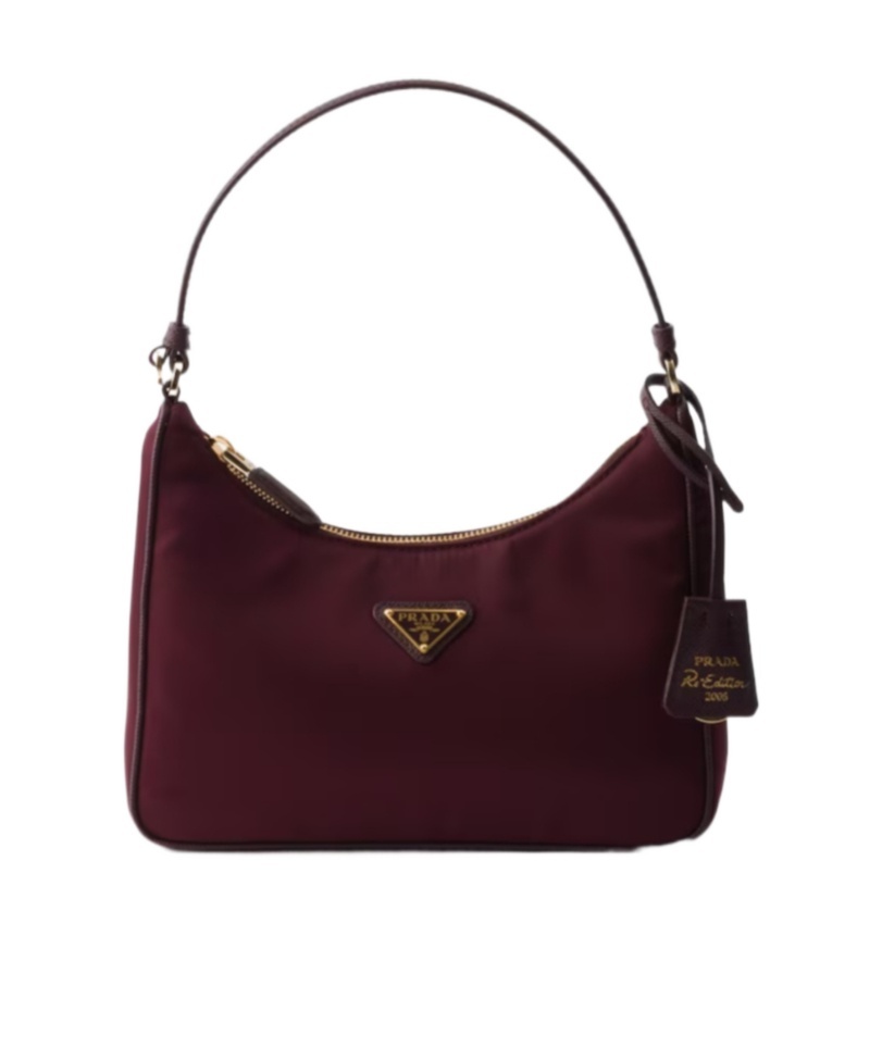 Prada Womens Burgundy Re-edition 2005 Mini Recycled-nylon And Leather Shoulder Bag In Black