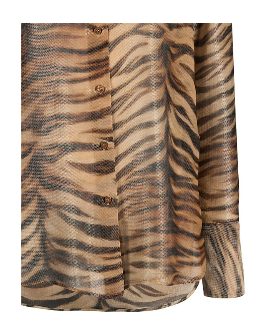 Ermanno Scervino Tiger Print Shirt In Brown