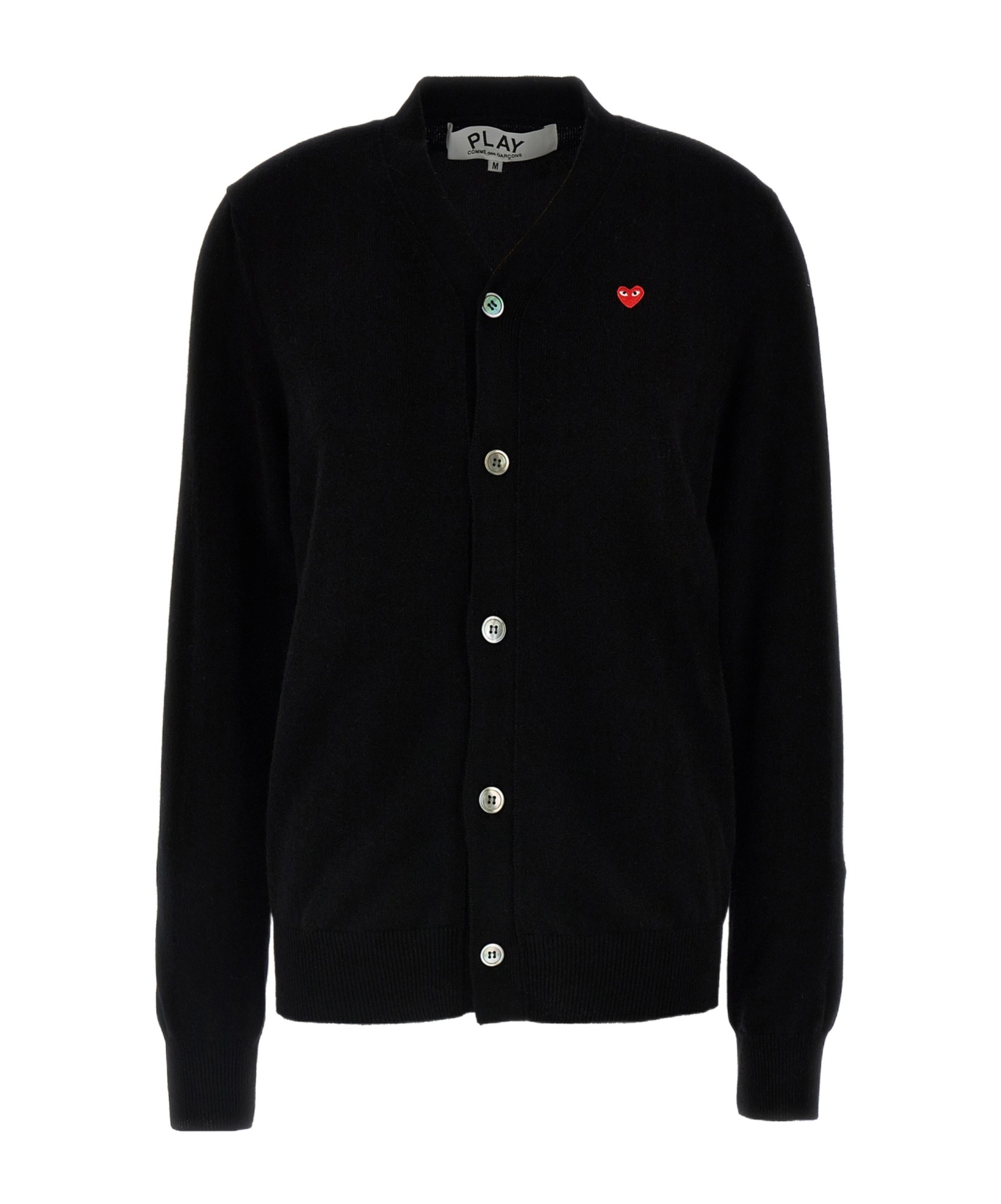 Comme Des Garçons Play Overlapping Heart Wool Cardigan In Black