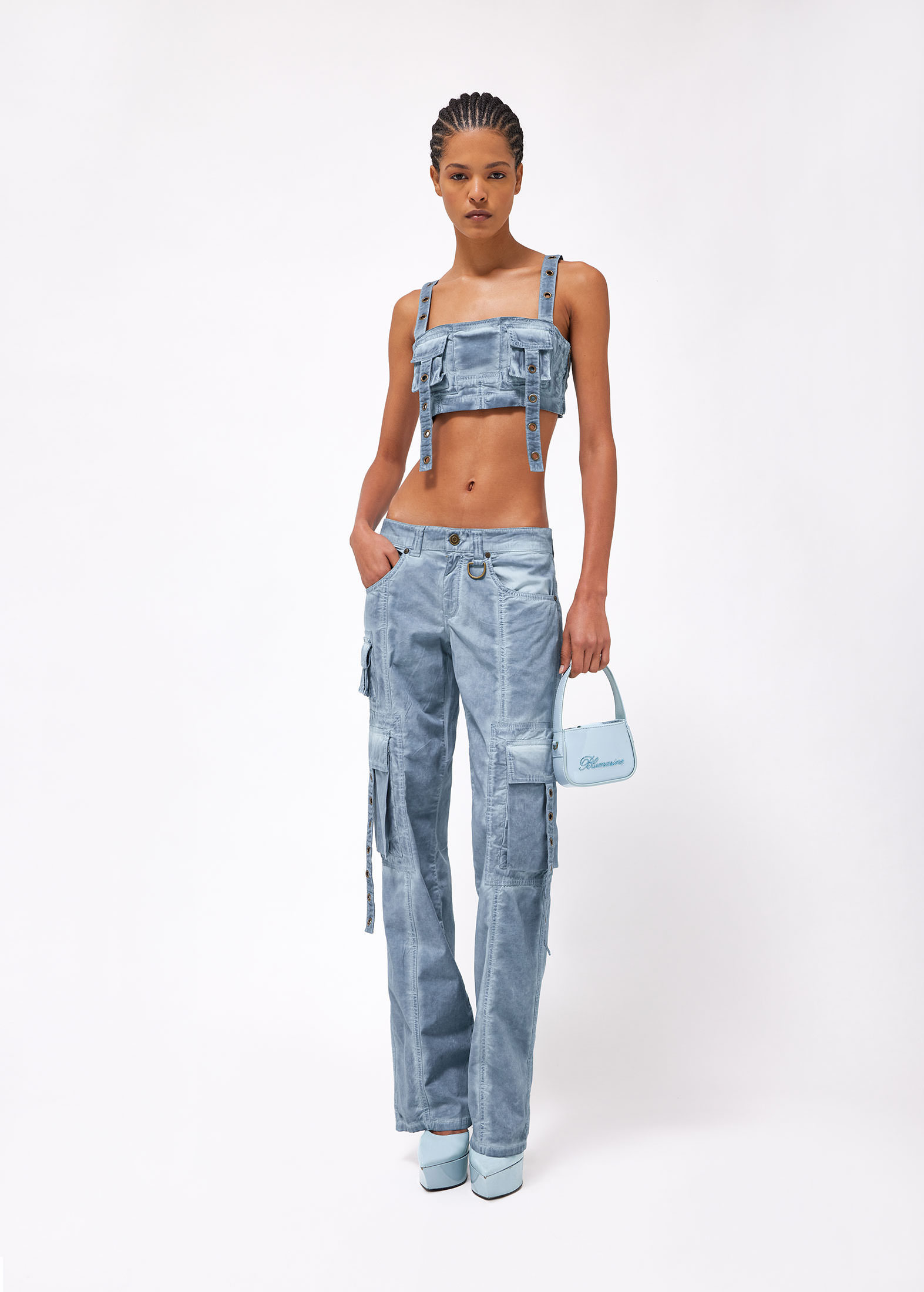 Shop Blumarine Low-rise Cargo Jeans In Blue