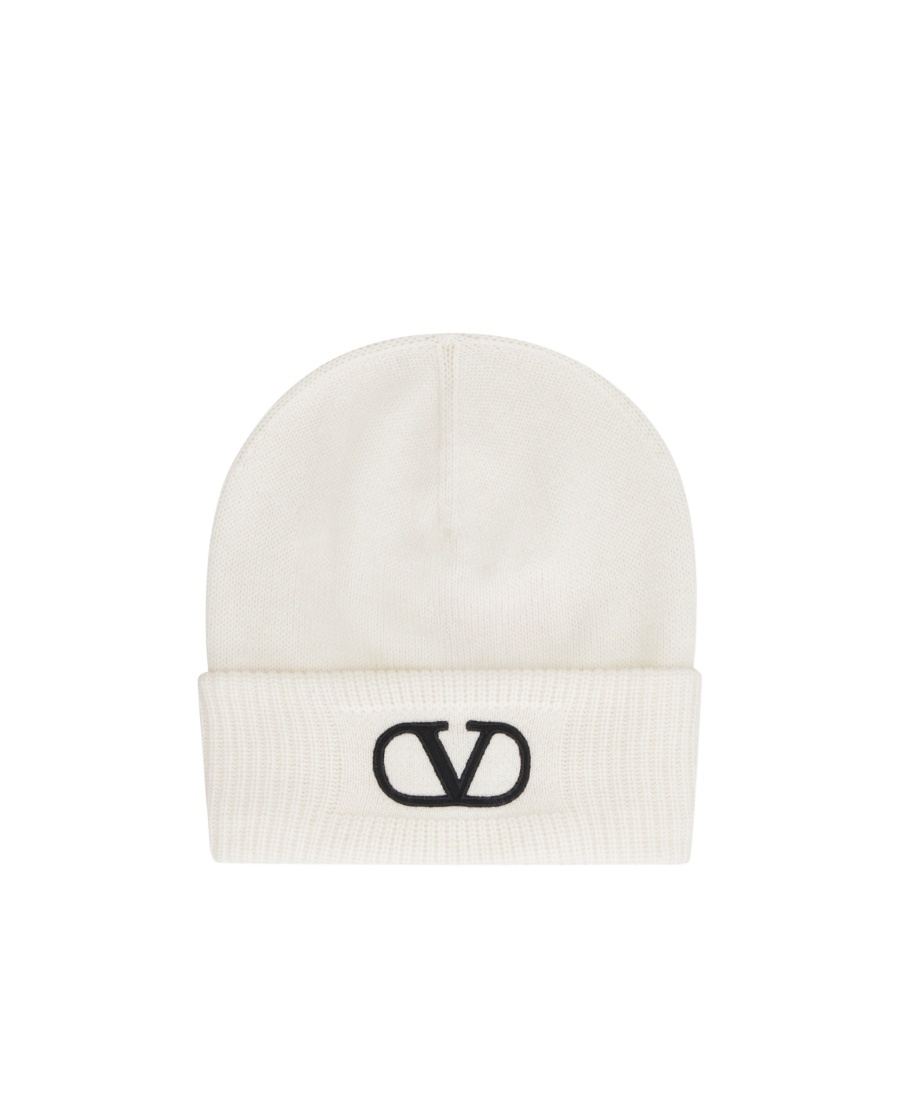 Valentino Vlogo Signature Wool Beanie In White
