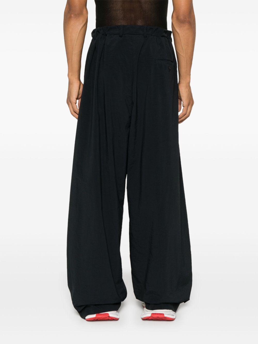 Balenciaga Ironed Pleats Twill Wide-leg Pant In Black