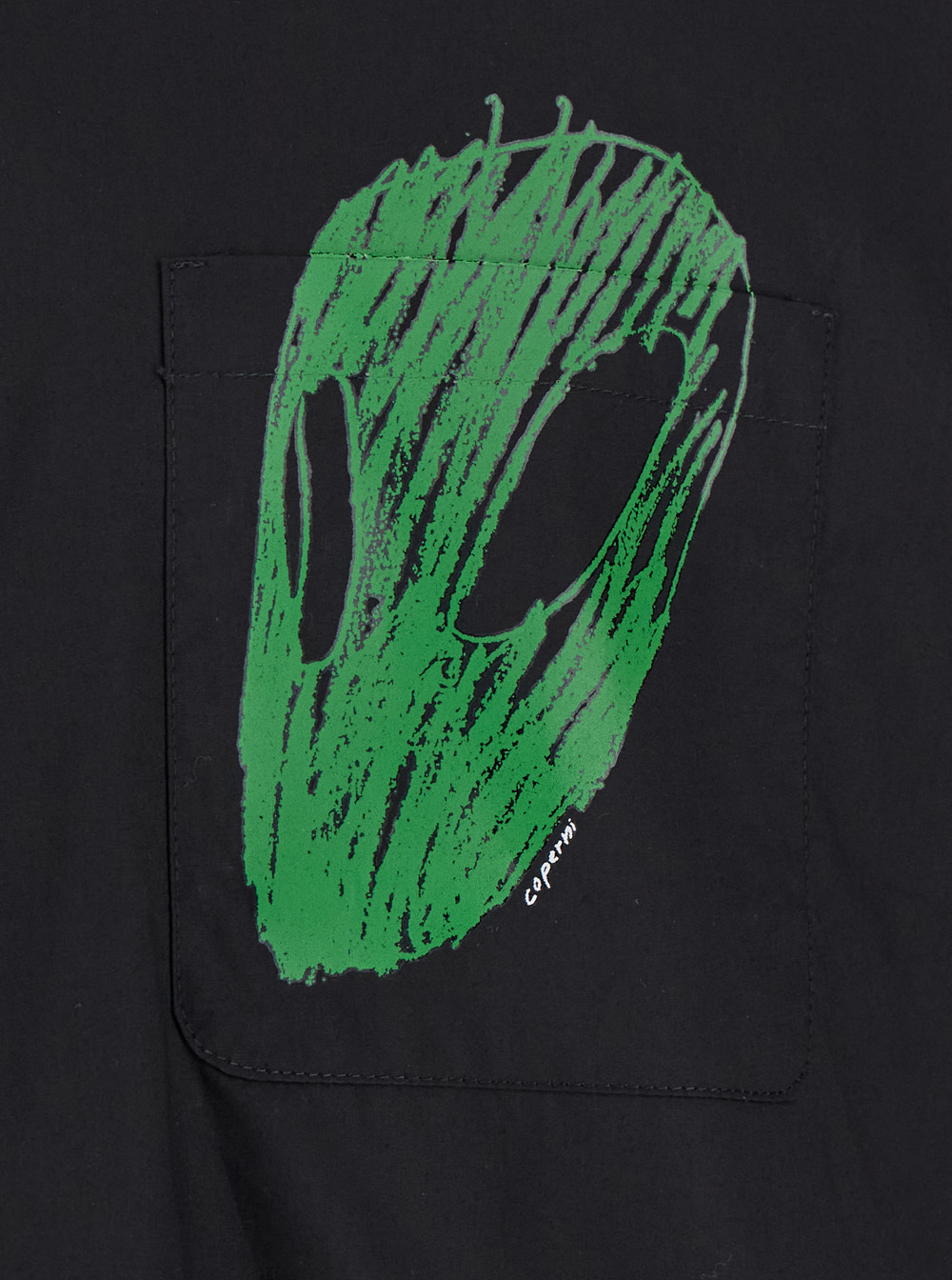 Coperni Black Shirt With Classic Collar And Print On The Front In Cotton Man In Black