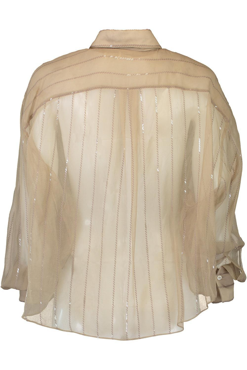 Brunello Cucinelli Sequin-embellished Sheer Blouse In Brown