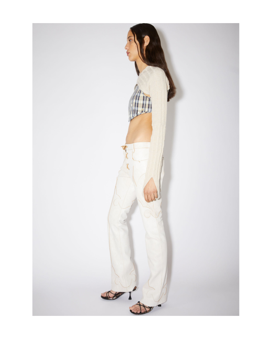 Acne Studios Spliced Leather Trousers In White