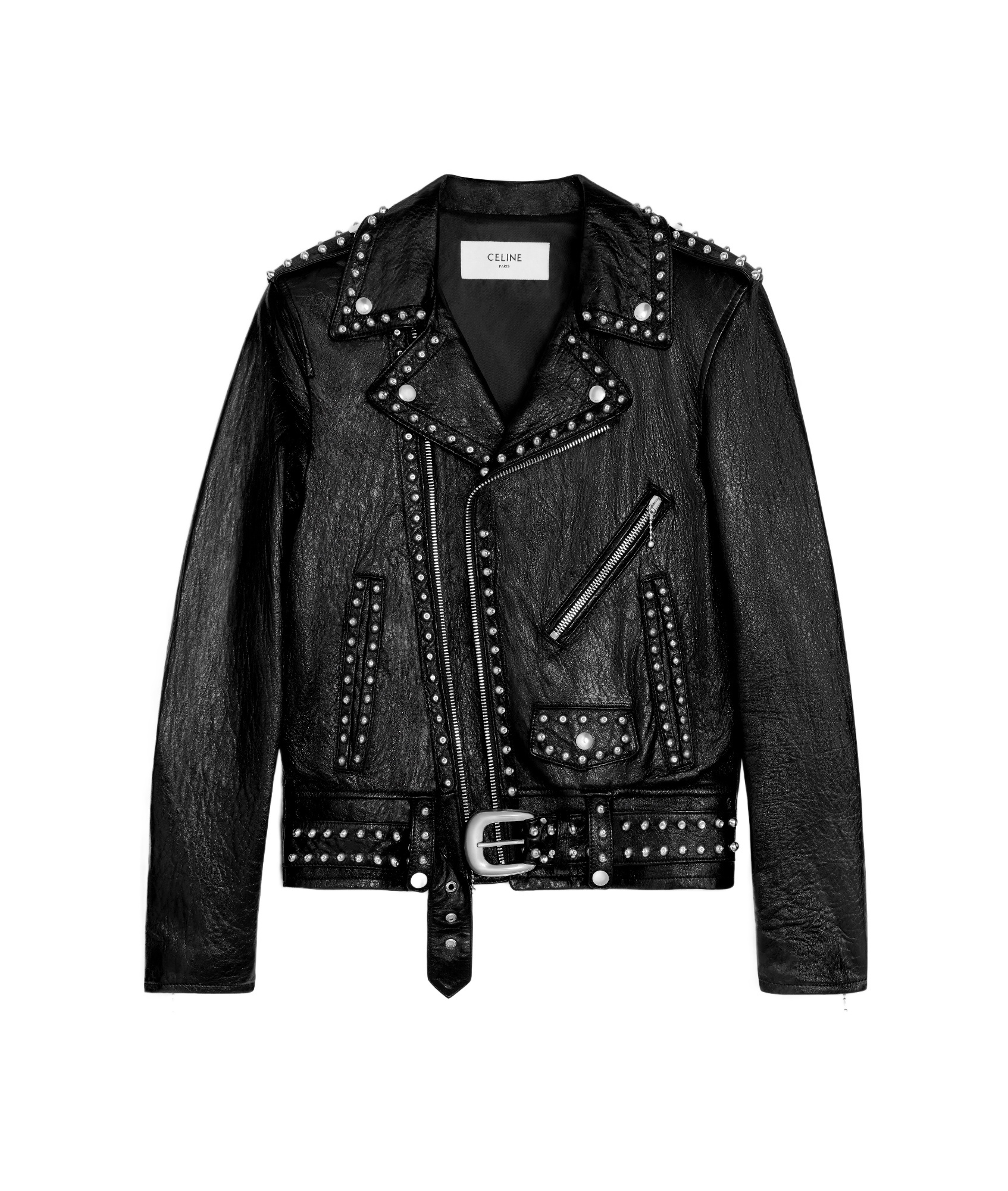 Celine Soft Leather Biker Jacket With Studs. In Black