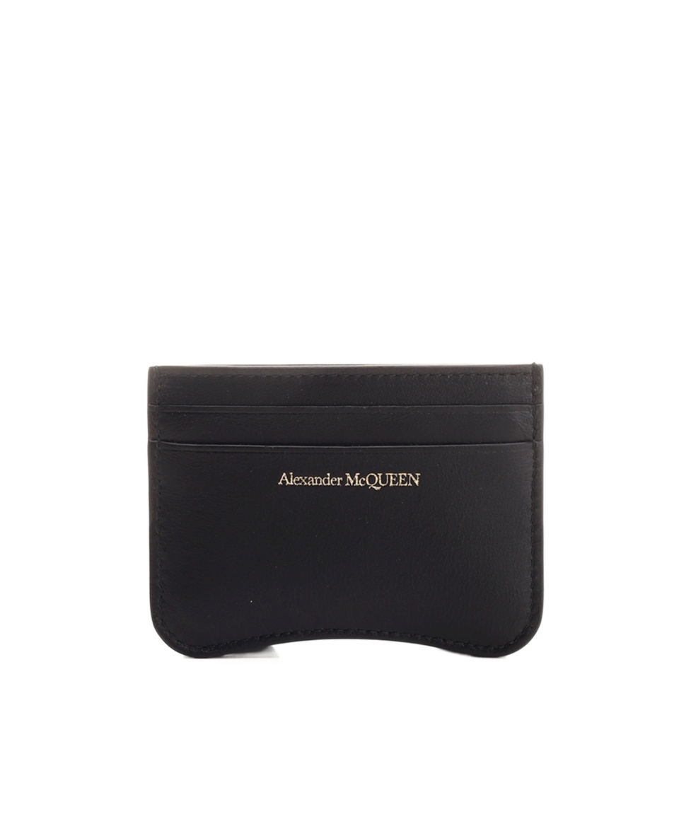 Alexander Mcqueen The Seal Leather Cardholder In Black