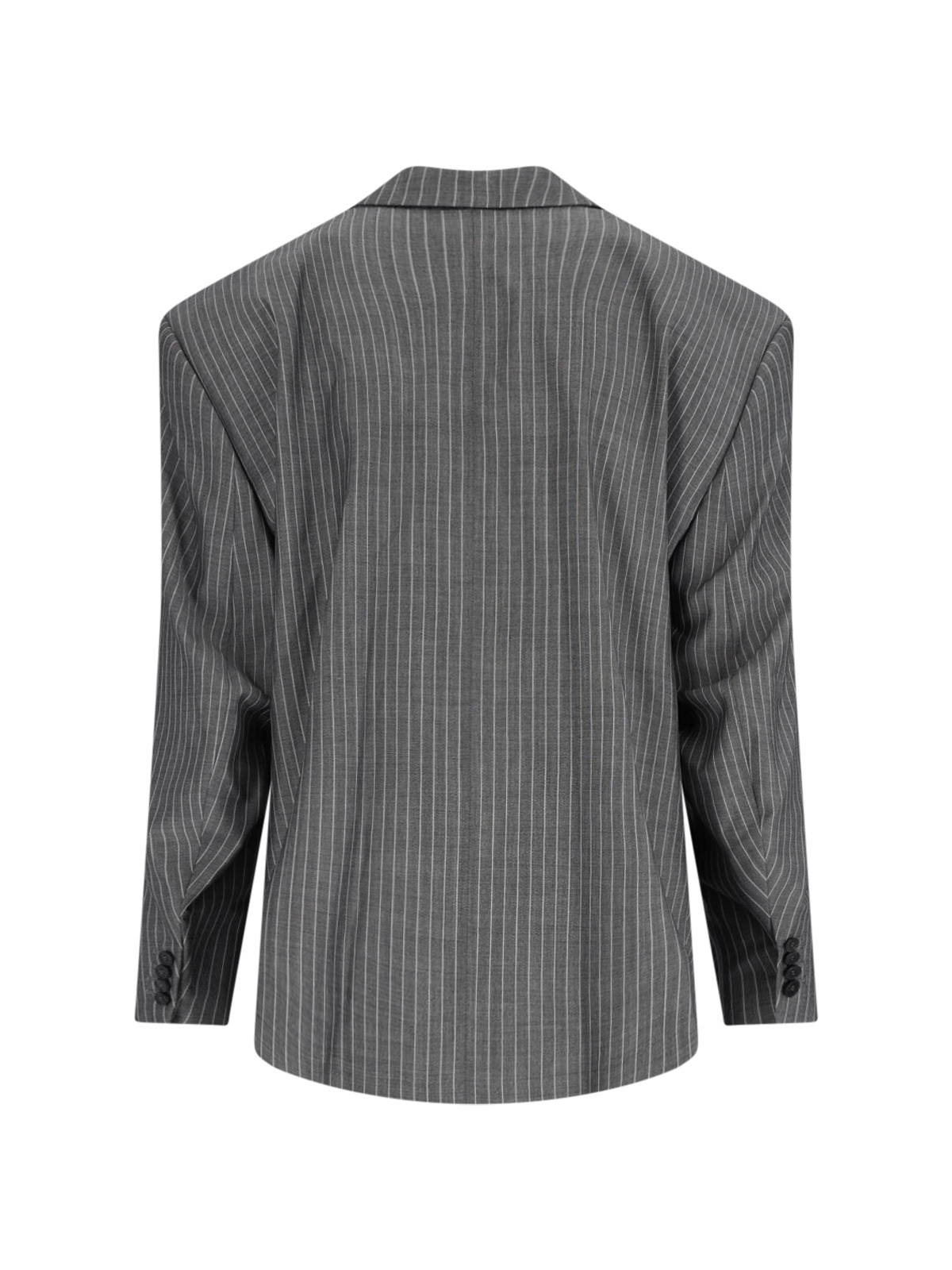 Hed Mayner Double-breasted Tailored Blazer With Pinstripe Pattern And Draped Details In Gray