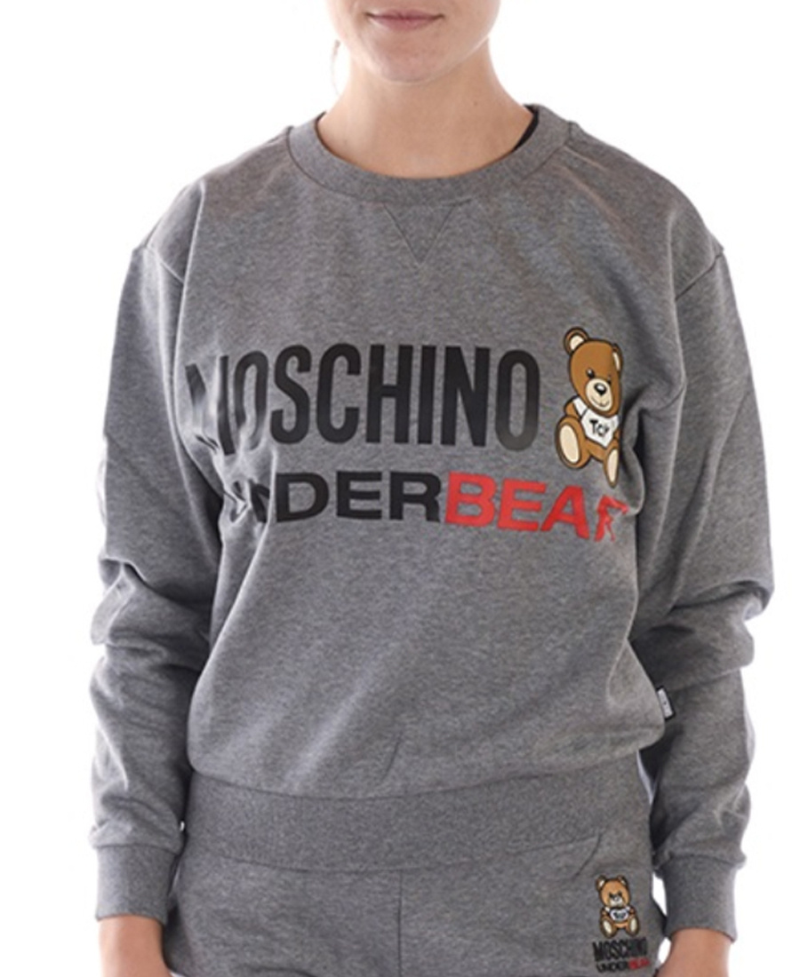 Moschino Logo Printed Sweater In Gray