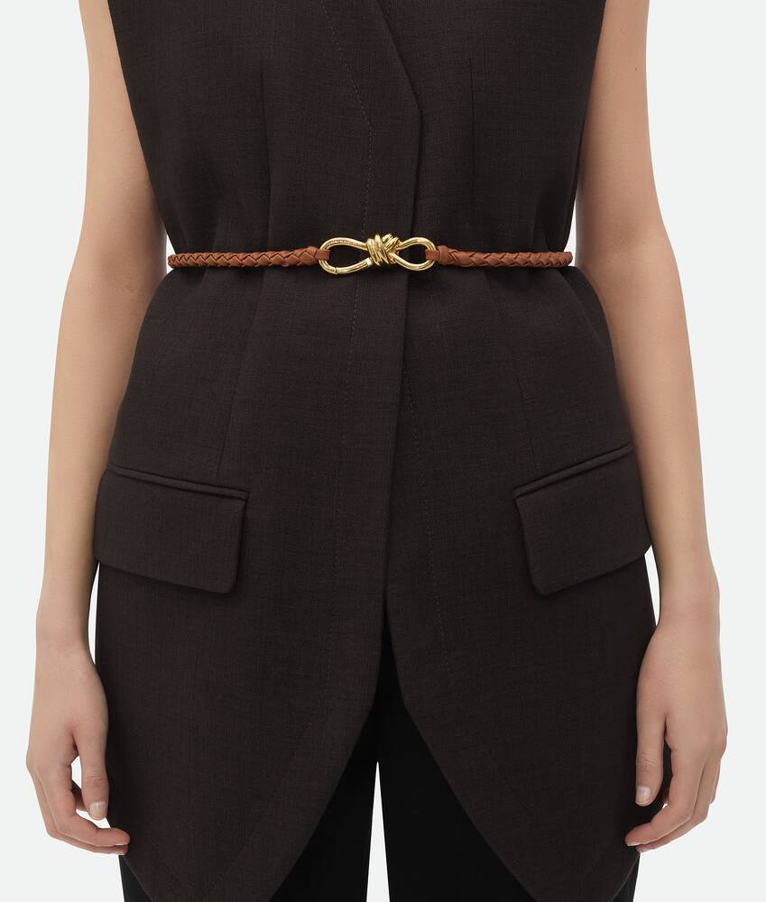 Bottega Veneta Woven Pattern Belt In Brown