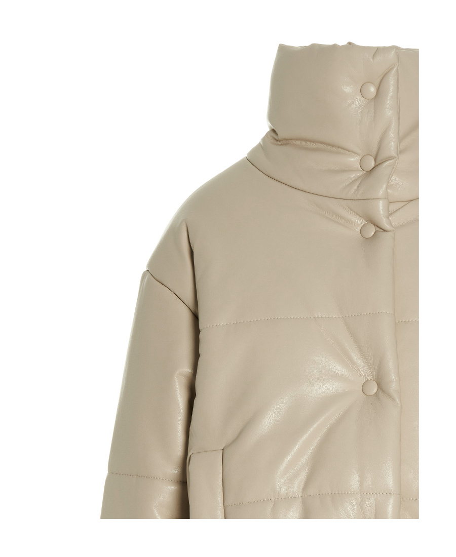 Nanushka Faux-leather Puffer Jacket In Nude
