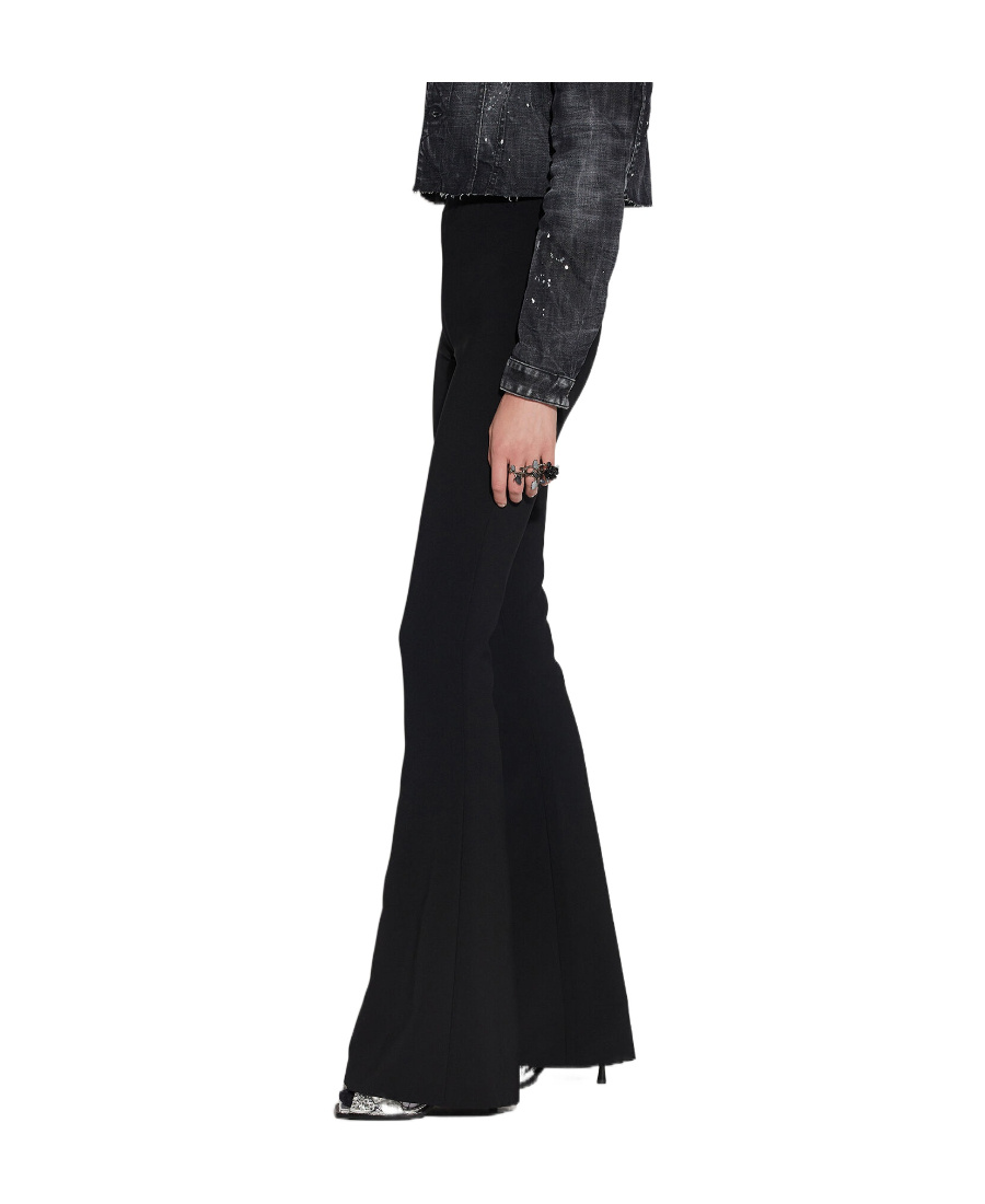 Dsquared2 Logo-chain Flared Trousers In Black