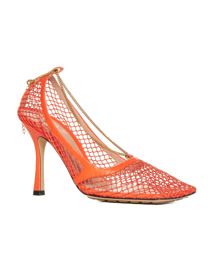 Bottega Veneta Orange Mesh Stretch Pumps In Multicolor
