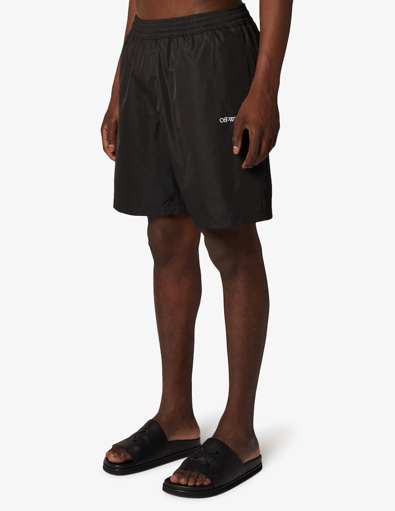 Off-white Arrows-motif Drawstring Swim Shorts In Black