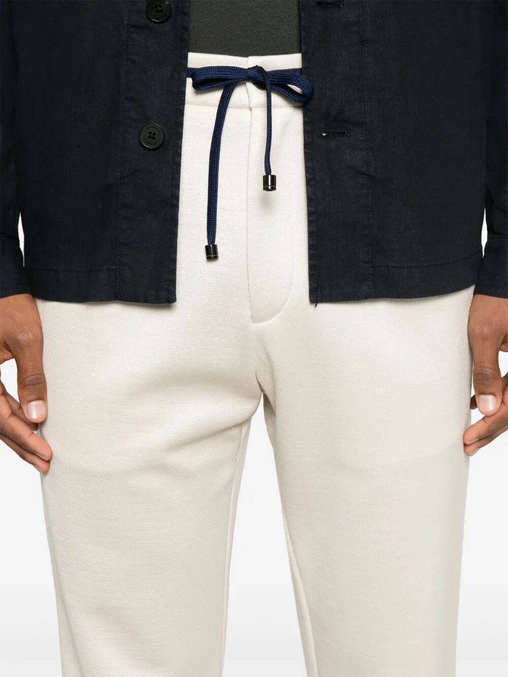 Drumohr Straight-leg Trousers With Drawstring Waist And Front Darts In Light Beige