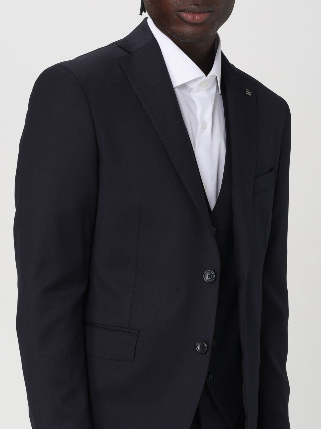 Tagliatore Long-sleeved Coat Belt Ring Trousers Suit In Black