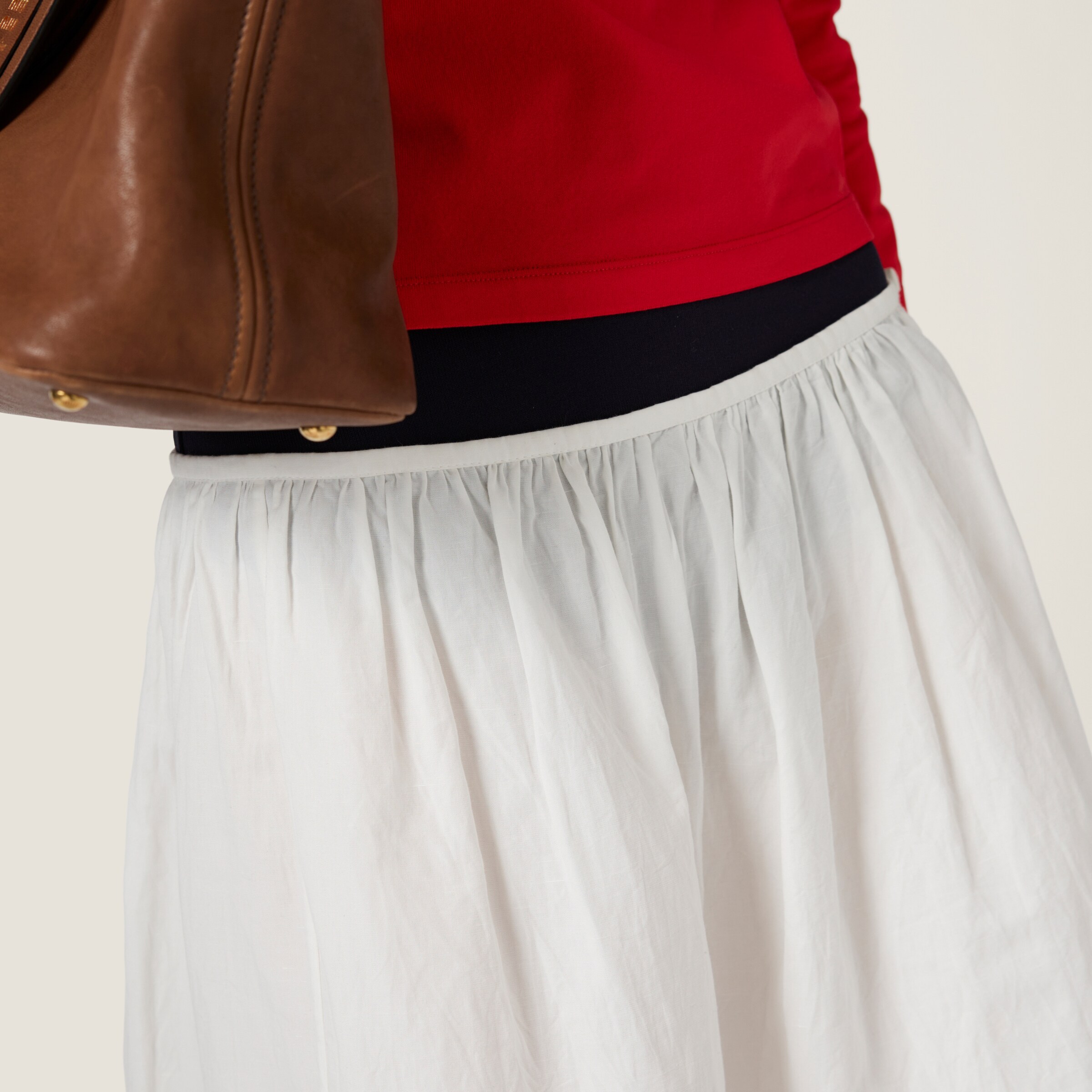 Miu Miu Cotton-linen Midi Skirt In White