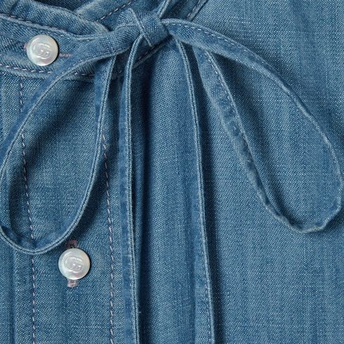 Gucci Denim Shirt With Horsebit In Blue
