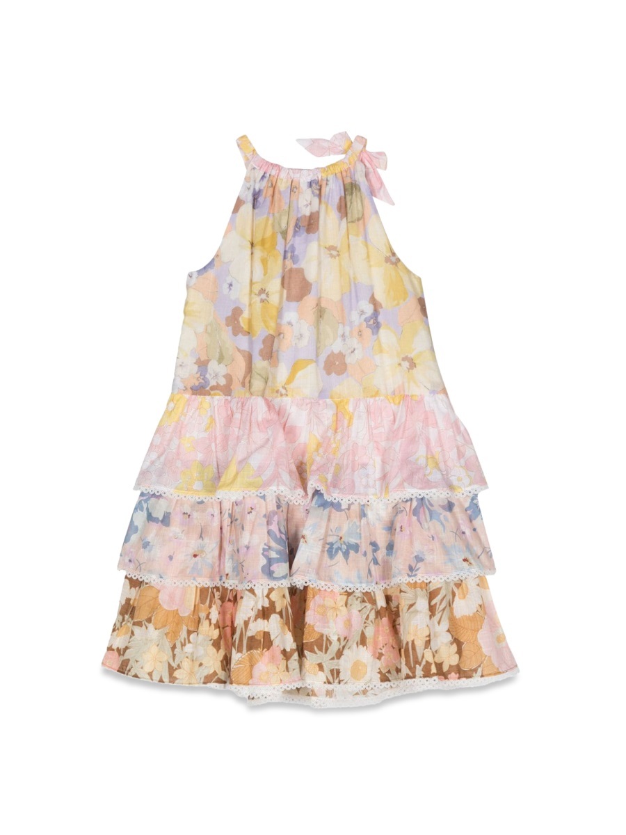 Shop Zimmermann Floral Tiered Cotton Dress In Nude