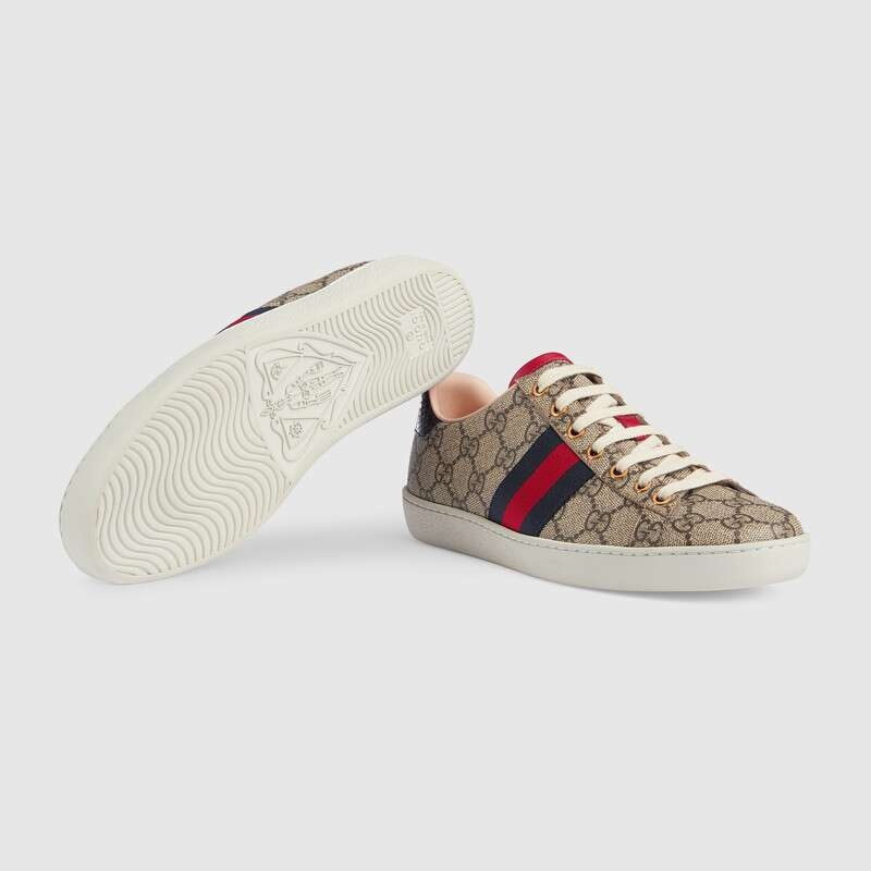 Shop Gucci Ace Gg Supreme Sneakers In Nude