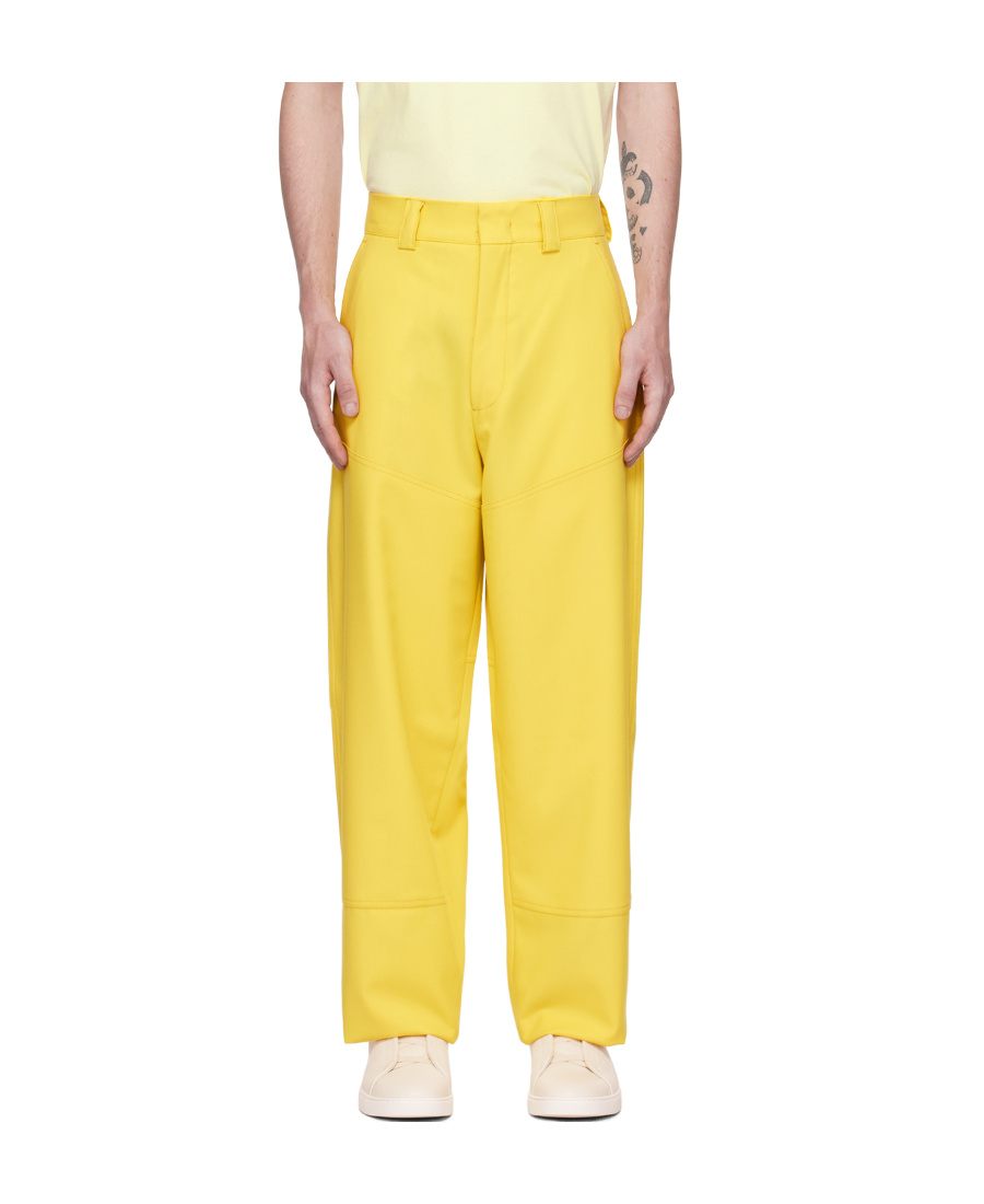 Zegna Yellow Paneled Trousers In Yellow
