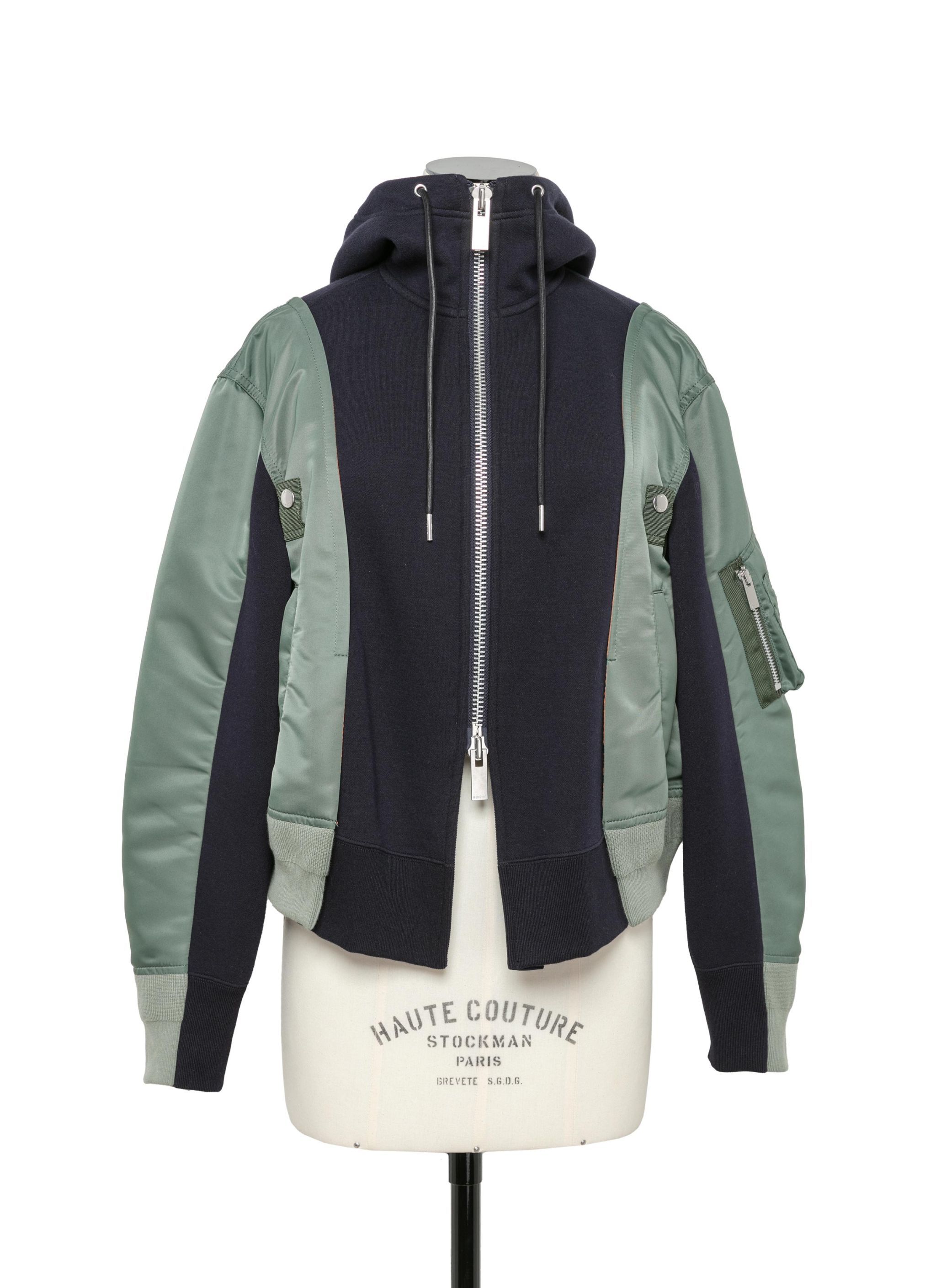 Sacai Panelled Zip-up Drawstring Hoodie In Black
