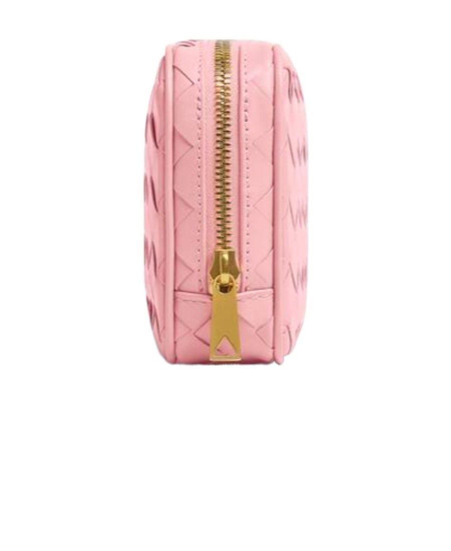 Bottega Veneta Small Intreciato Zipper Clutch In Pink