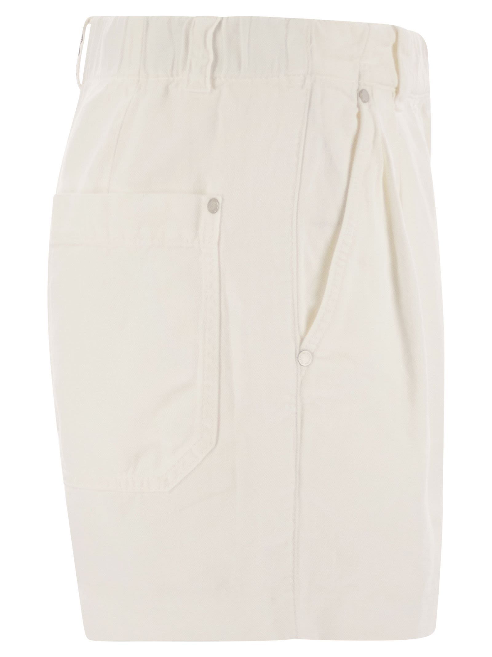 Shop Brunello Cucinelli Cotton-linen Shorts In White