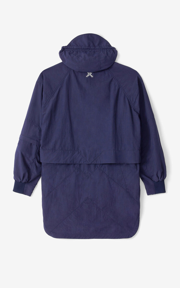 Kenzo Logo-print Hooded Raincoat In Black
