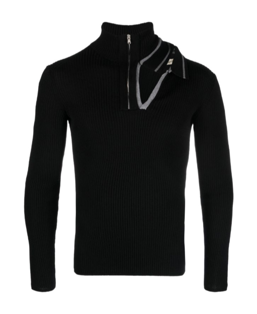 Y/project Cut-out Ribbed-knit Sweatshirt In Black