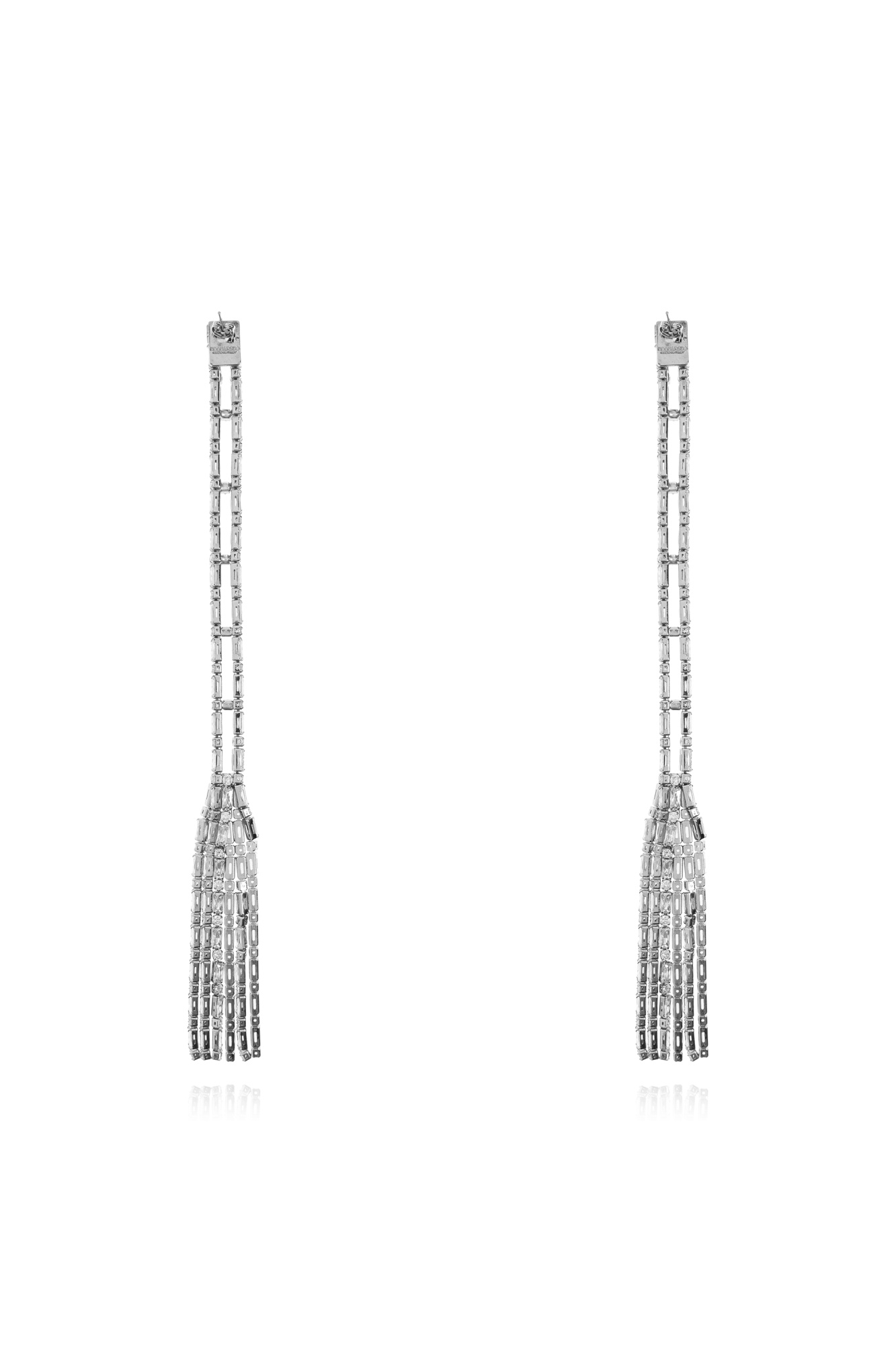 Dsquared2 Crystal Drop Earrings Geometric Detailing In Metallic