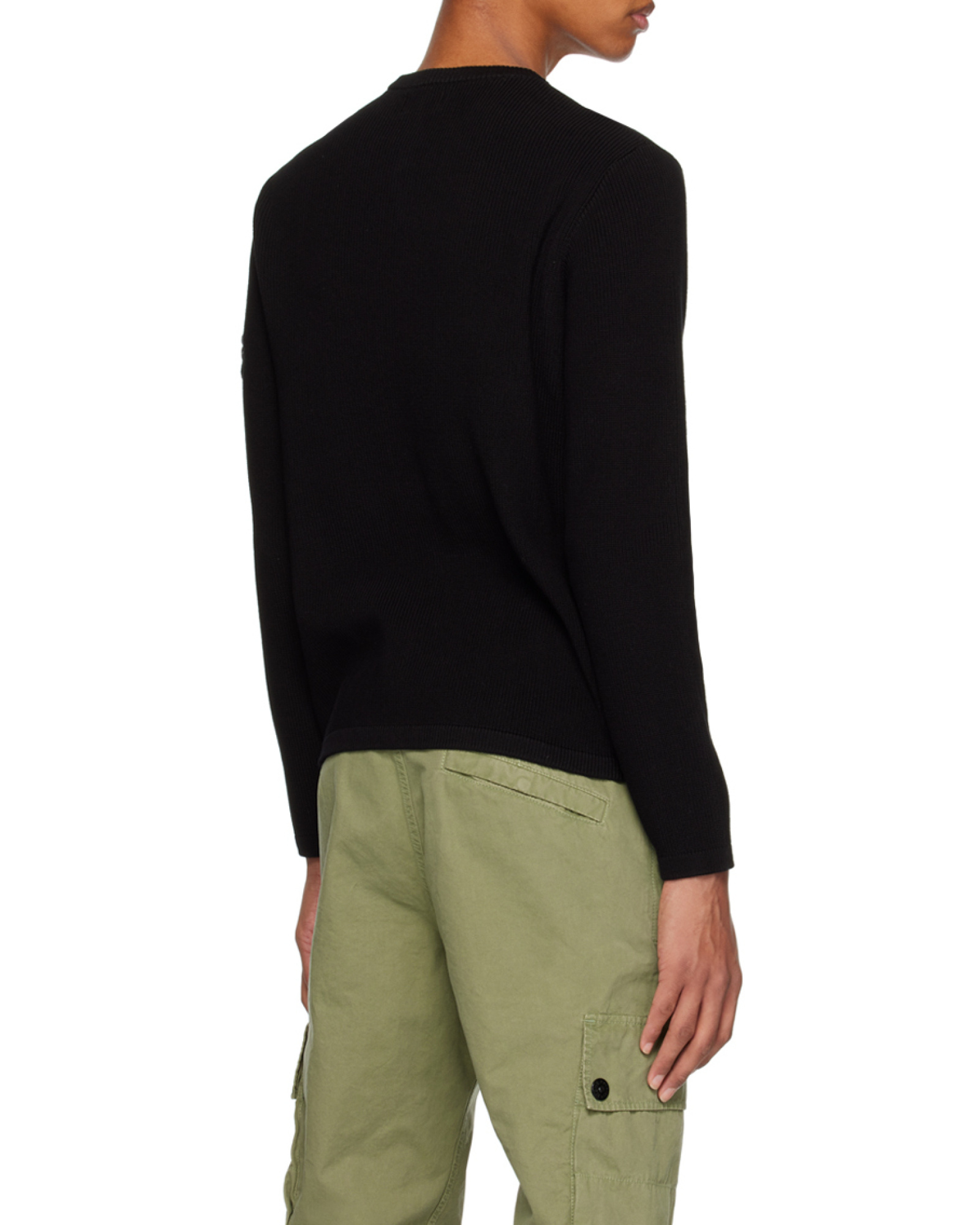 Shop Stone Island Logo-patch Chunky-knit Jumper In Black
