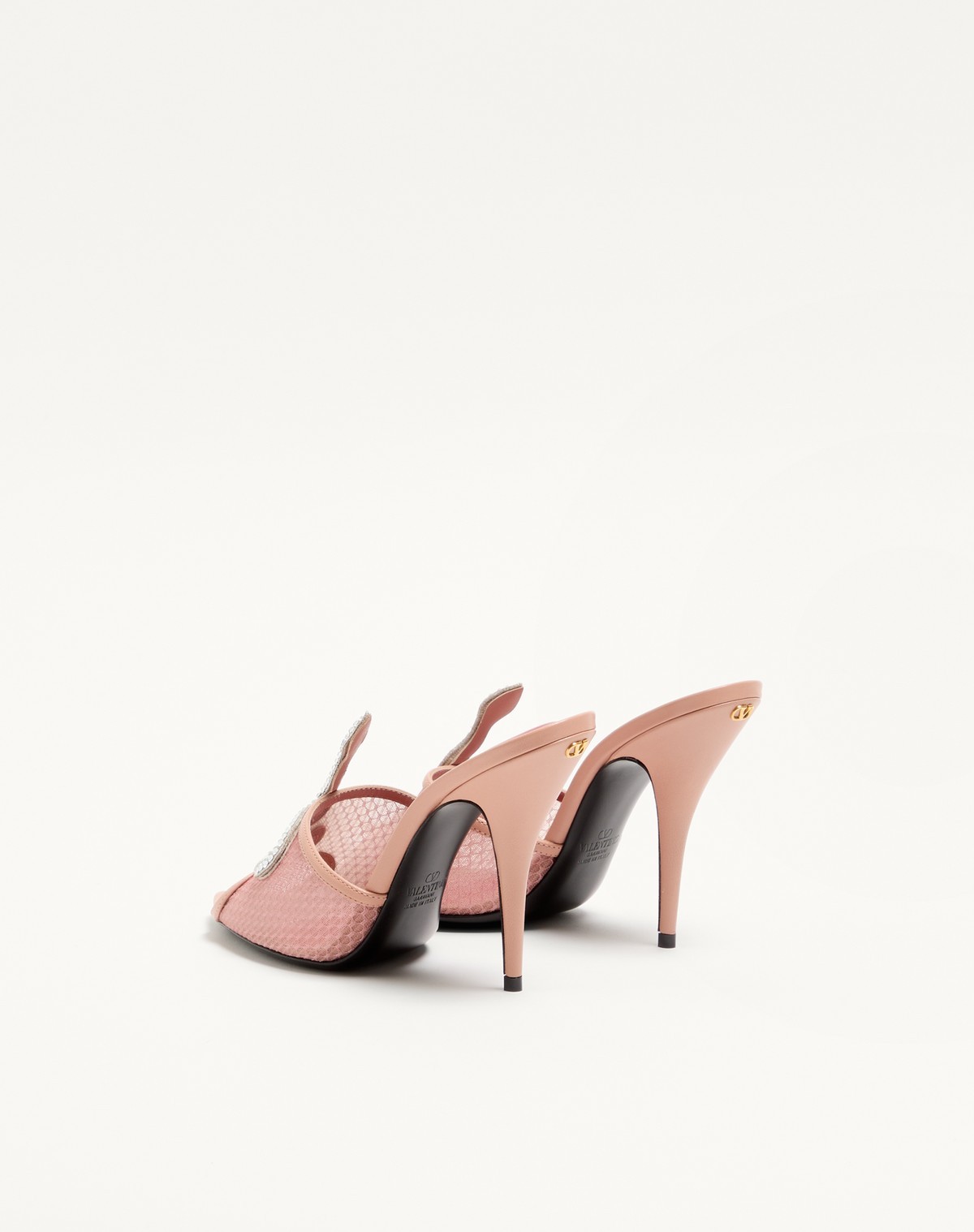 Valentino Garavani 105mm Embellished Snake Leather Mesh Mule Pumps In Pink