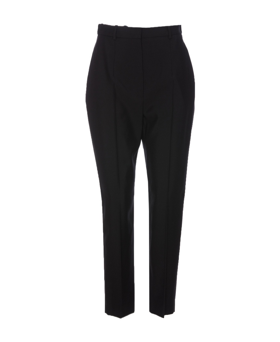 Alexander Mcqueen Cropped Wool Trousers In Black