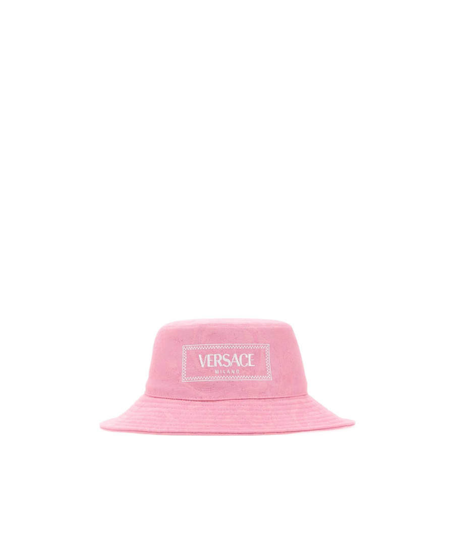 Shop Versace Barocco-jacquard Logo Bucket Hat In Pink