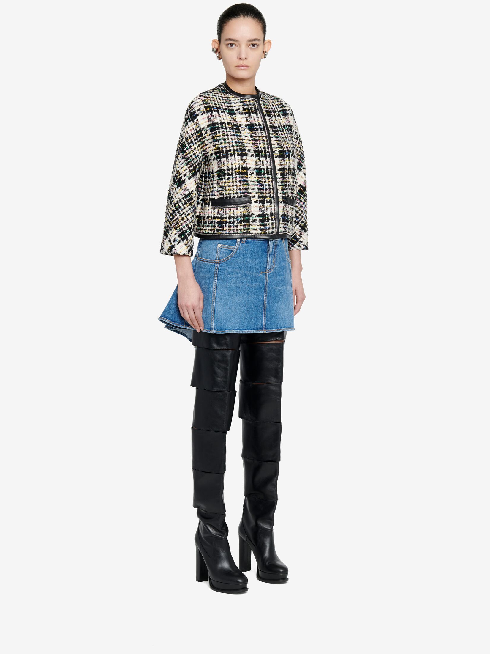 Alexander Mcqueen Kickback Denim Skirt In Blue