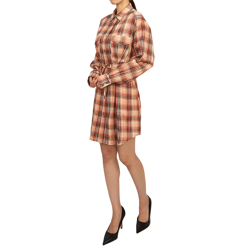 Isabel Marant Étoile Liliane Plaid-check Mini Shirtdress In Nude