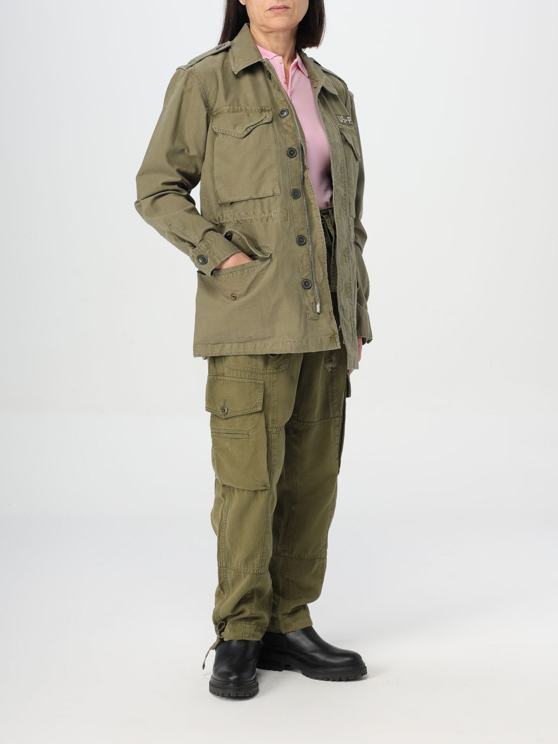 Polo Ralph Lauren Green Cargo Tapered Pants With Drawstring In Lyocell Blend Woman In Green