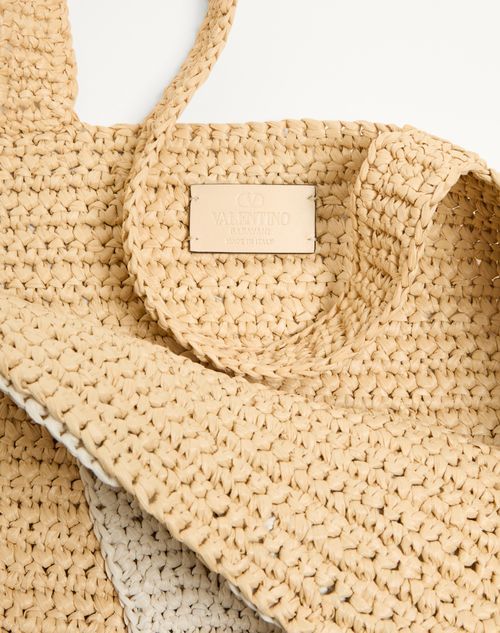 Valentino Large Raffia Viva Superstar Crochet Tote Bag In Brown