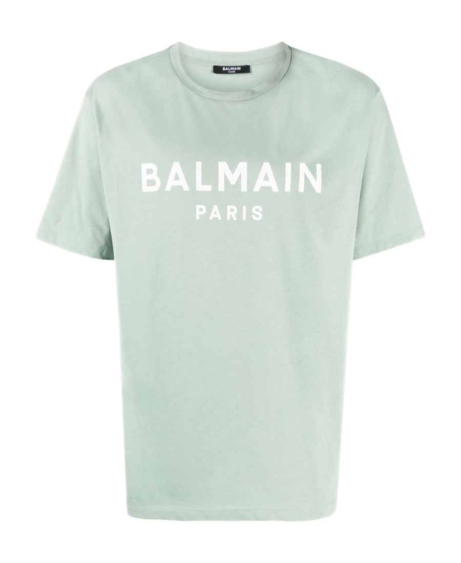 Balmain Logo-print Cotton T-shirt In Green