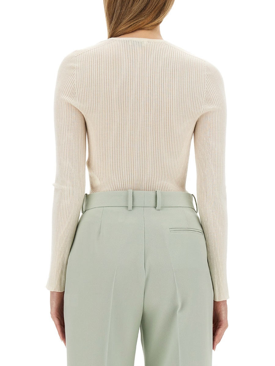 Lanvin Ribbed V-neck Cardigan In White