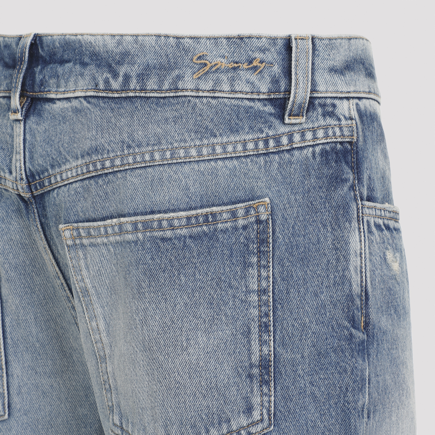 Givenchy Washed Denim Tapered Leg Jeans With Contrast Stitching In Blue