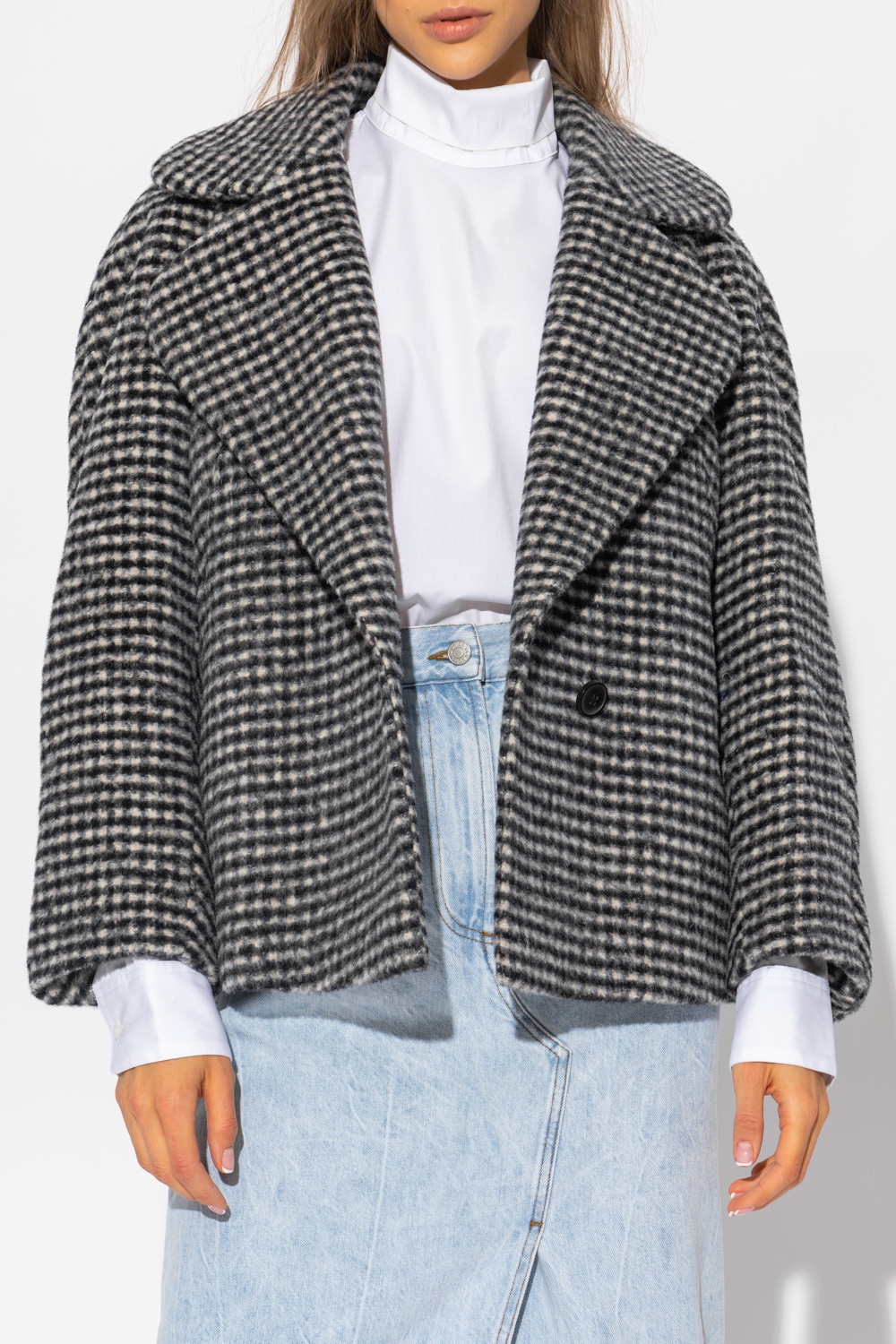Dries Van Noten Oversized Checked Wool-blend Coat In Black