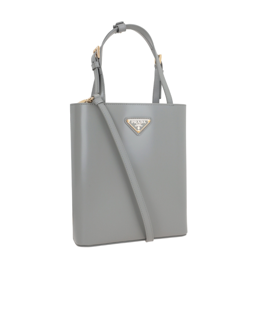 Prada Logo Shoulder Bag In Gray