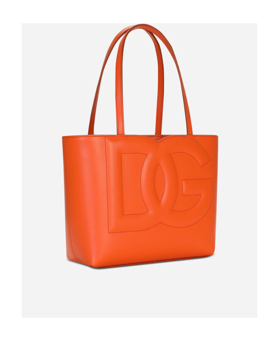 Dolce & Gabbana Dg Logo Leather Tote Bag In Orange