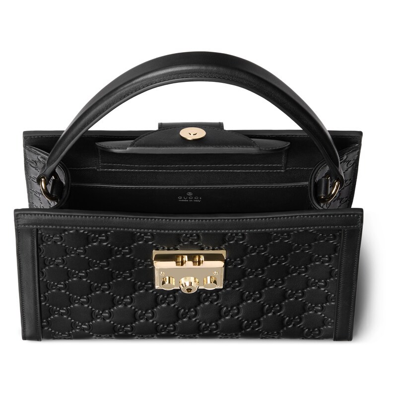 Gucci Padlock Medium Top Handle Bag In Black