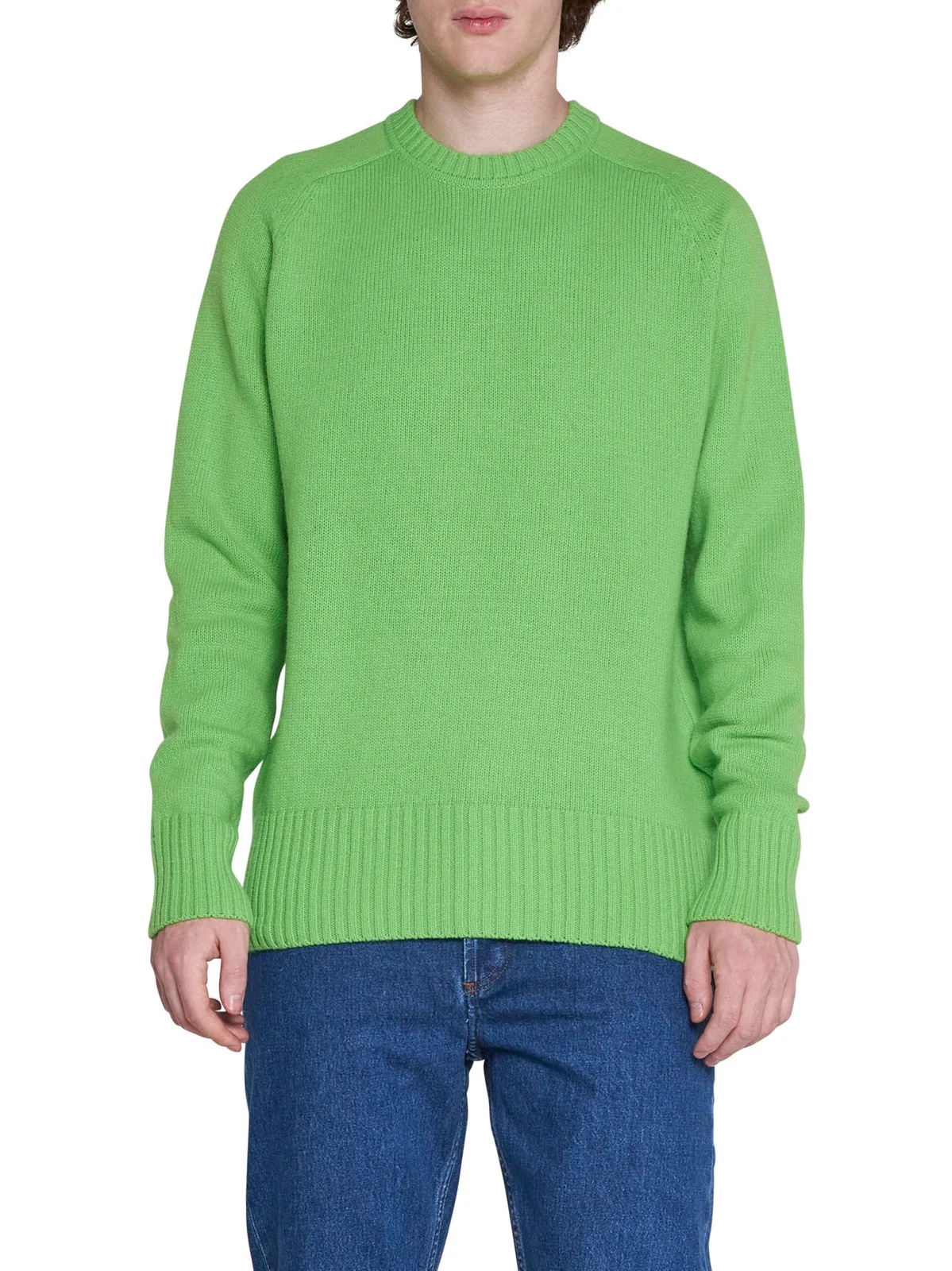 Ami Alexandre Mattiussi Crew-neck Long-sleeve Jumper In Green
